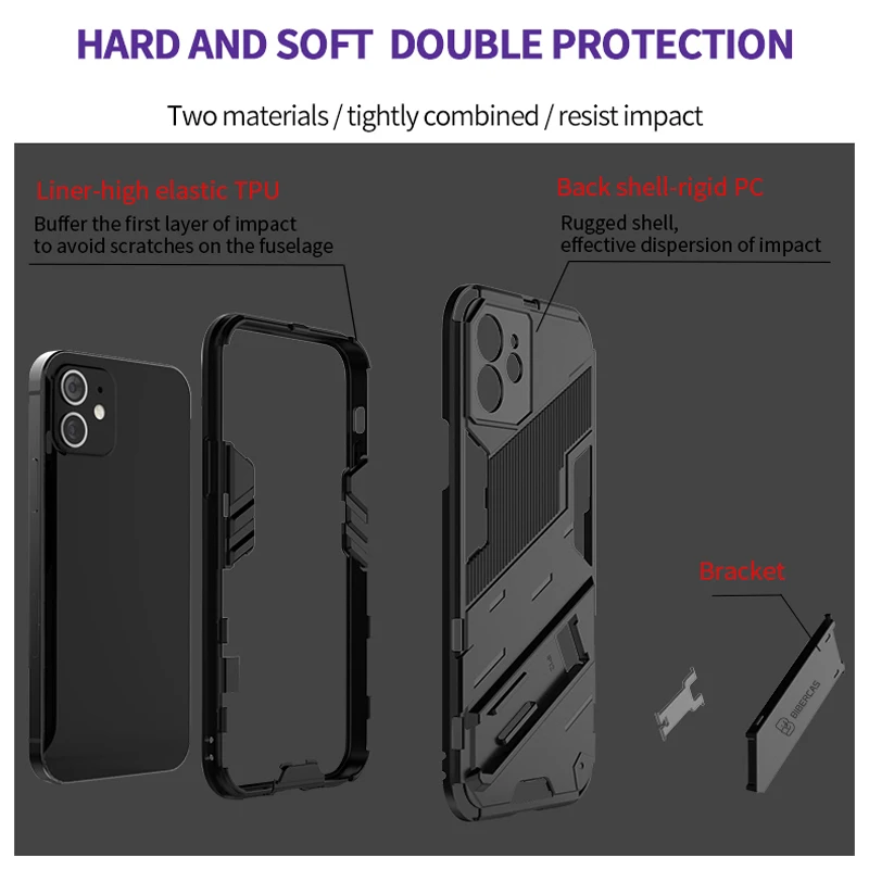 For Oppo Reno 4 Lite Case Shockproof Silicone Bumper Holder Stand Armor Hard Back Cover Reno 4 Lite Phone Case For Reno 4 Lite