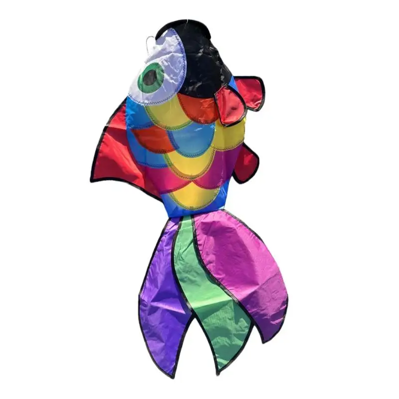 3D 무지개 물고기 연 풍선 - 정원 장식용 진주빛 야외 회전 장치, 어린이 장난감 및 바람잡이