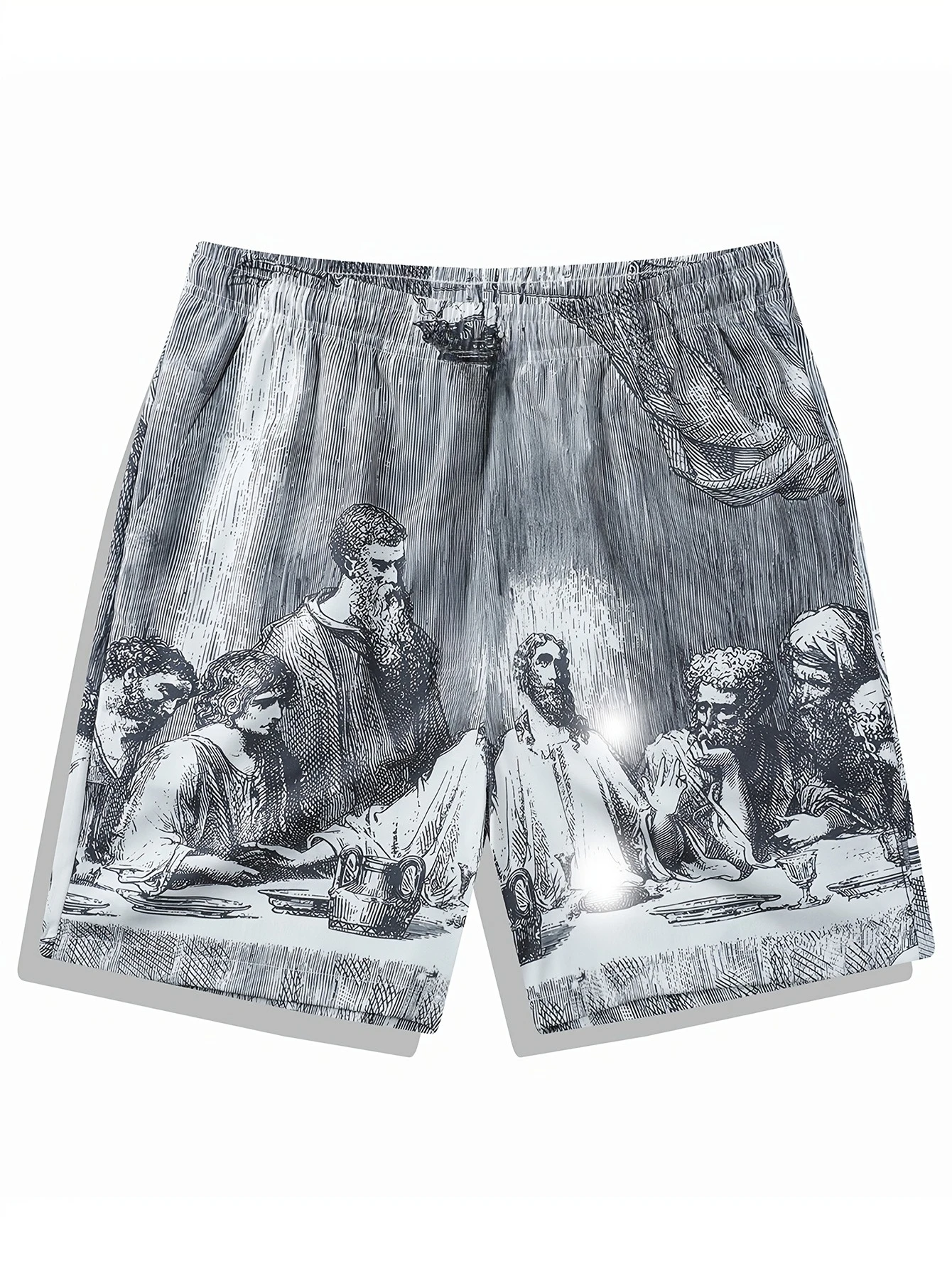 2026 Summer Fashion Neo Gothic Retro Last Supper 3D Printed Loose Outdoor Pants Street Harajuku Casual Sports Shorts Large