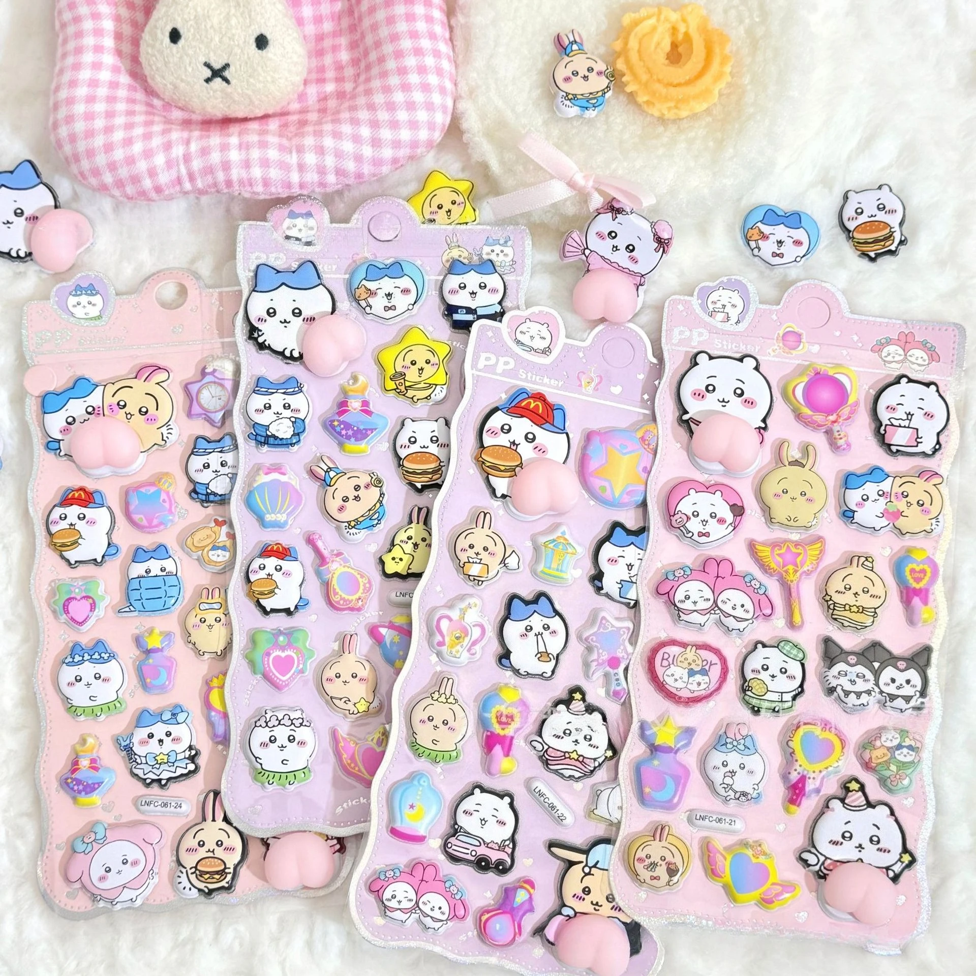 ちいかわ スクイーズ ストレス解消おもちゃ、子供用ステッカー＆装飾ステッカー、学生の文房具や日記用