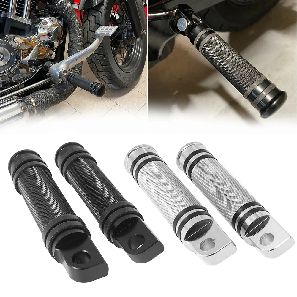 Motorcycle Knurled Foot Pegs CNC Rear Front Footrest Pedal For Harley Touring Road King Sportster 883 XL Softail Dyna Universal