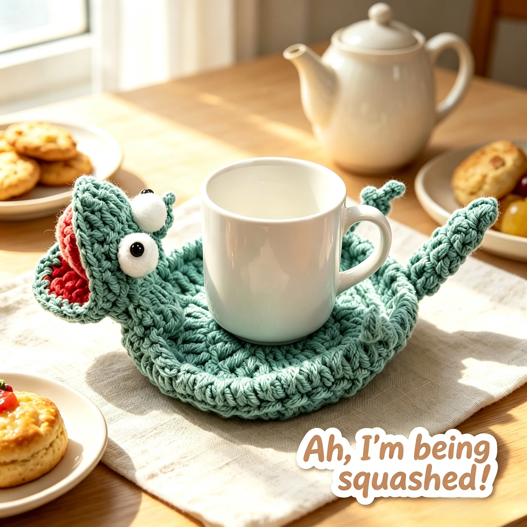 Crochet Lizard Coaster, Fun Little Lizard Coasters, Cute 3D DIY Handmade Funny Amigurumi Animal Cup Mats