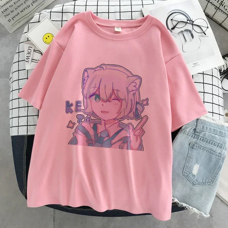 NONE Kawaii Cartoon Grafik Druck T-shirt Frauen Harajuku Ästhetischen Rosa Top T-shirt Blusen 2024 Neue Korea Mode Y2k Weibliche T Shirt 3