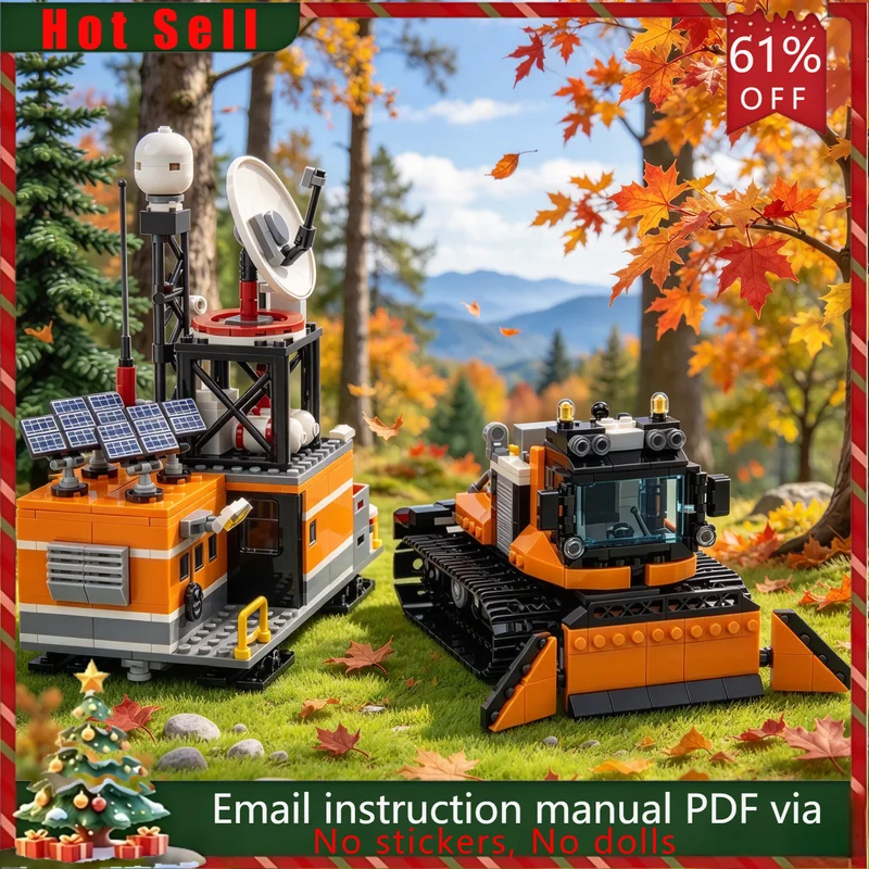 992PCS MOC Arctic Wolf and Mobile Comms Station Arctic Exploration Vehicle Base Model Building Blocks DIY Assembly Gifts Adults
