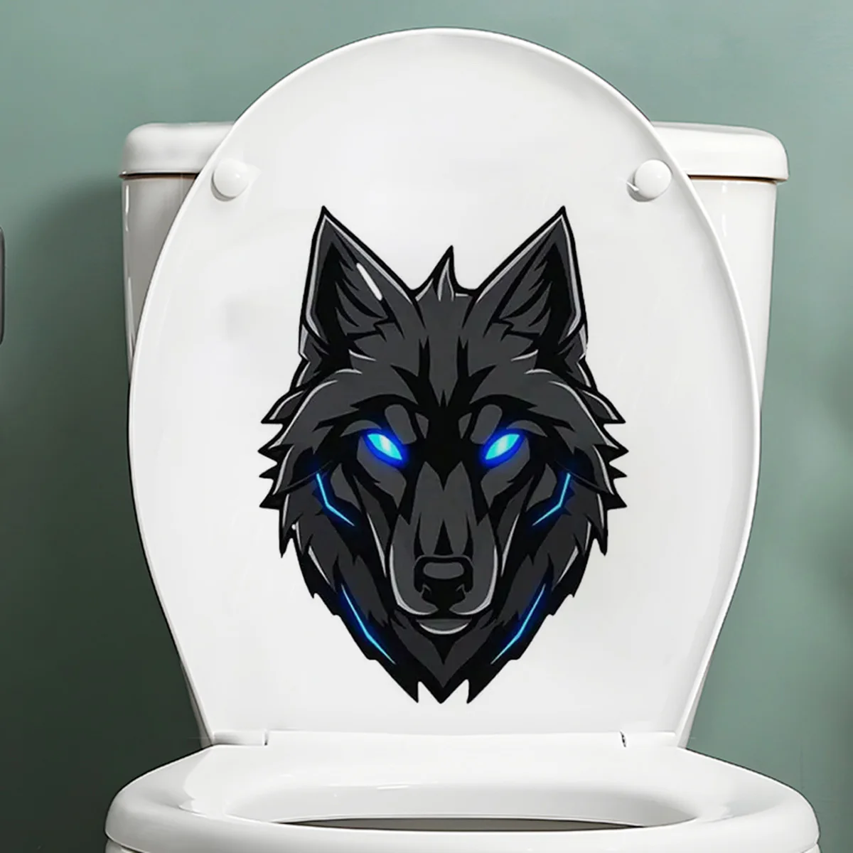 Mechanical Wolf Head with a Sense of Technology Stickers, Art Wall for Home, Cabinet, Refrigerator, Door, Toilet,Decoration
