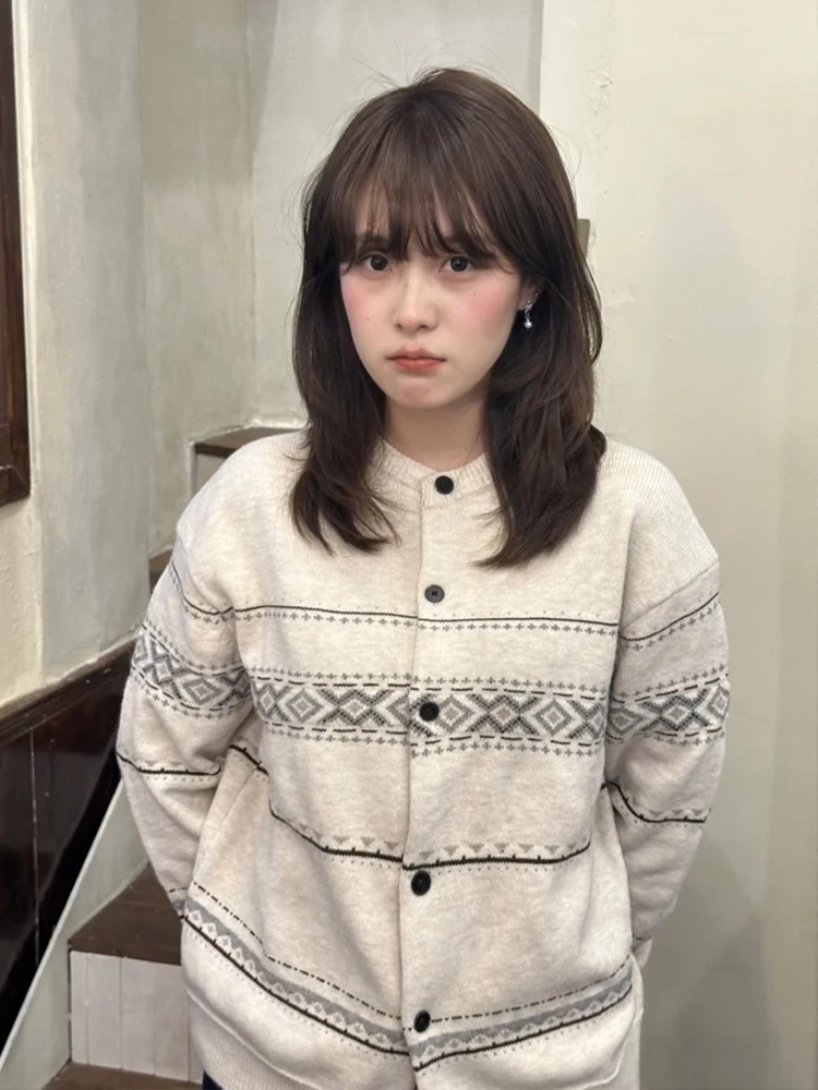 

Women's Knitted Open Cardigan round Ne Loose Fit Autumn Winter Sweater Outerwear Casual High nce Sensation Top