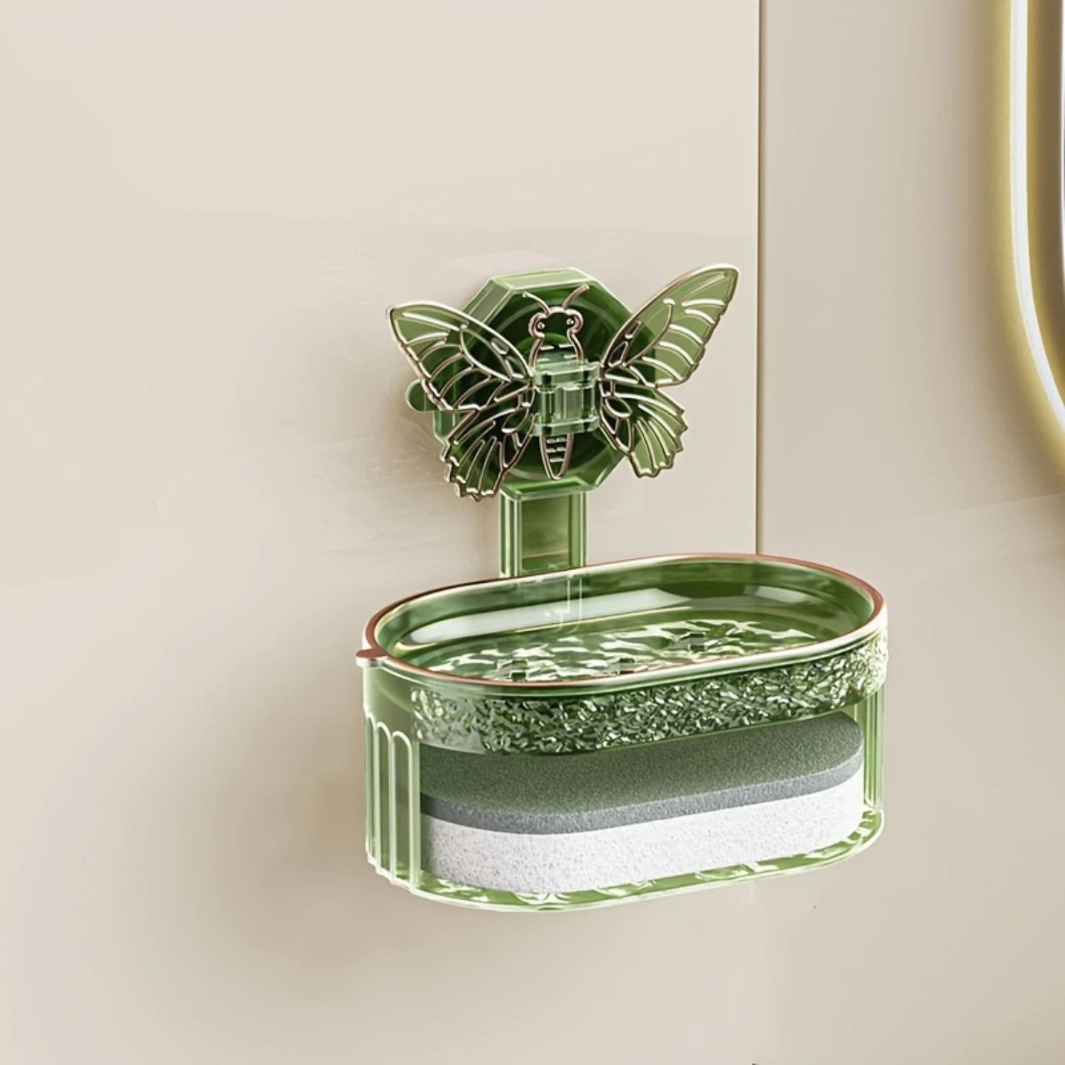 1 قطعة صندوق صابون ذاتي اللصق بالشفط ، حامل صابون استنزاف بطبقة مزدوجة ، رف صابون المرحاض للحمام المثبت على الحائط ، صابون مثبت على الحائط