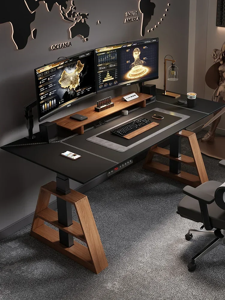 Electric lift desk, desktop computer desk, workbench, He Tongxue intelligent solid wood office desk, Li Ren's same desk