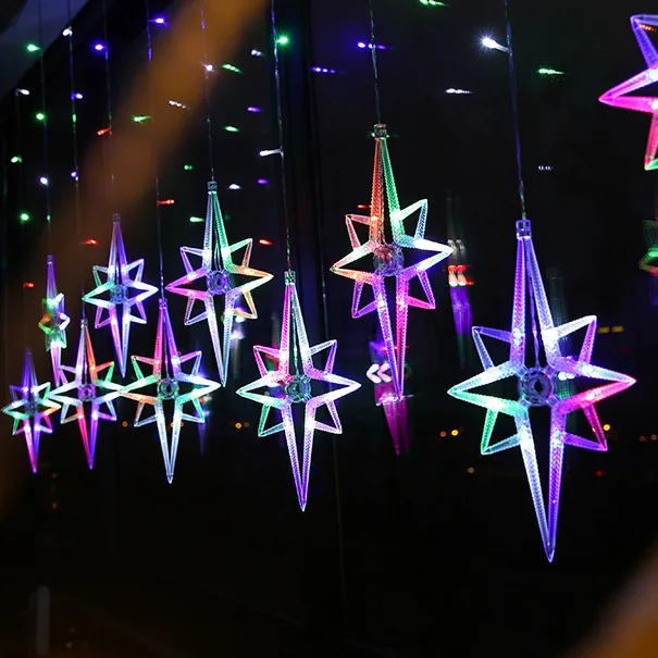 luz led north star curtain festao guirlanda de natal luzes de fadas janela festa de casamento decoracao do natal 32 m 01