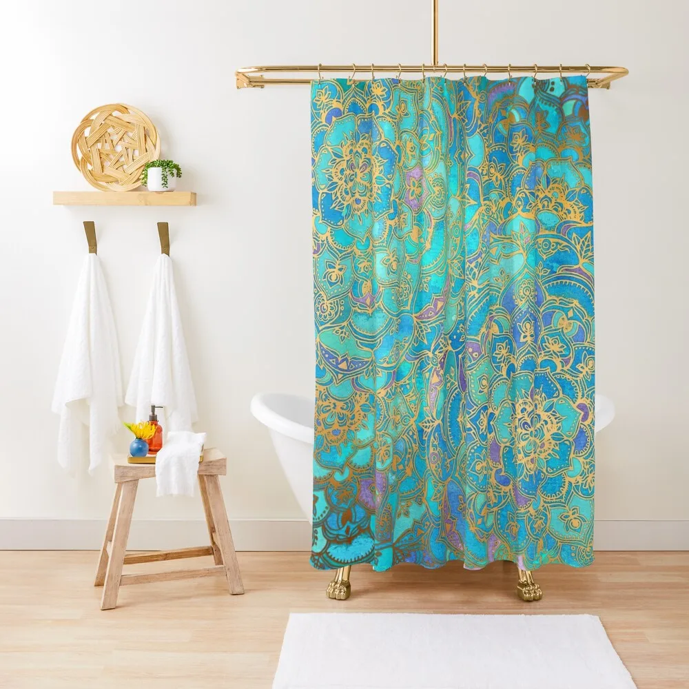 

Sapphire & Jade Stained Glass Mandalas Shower Curtain Toilet Accessories Bathroom Waterproof Bath And Anti-Mold Curtain