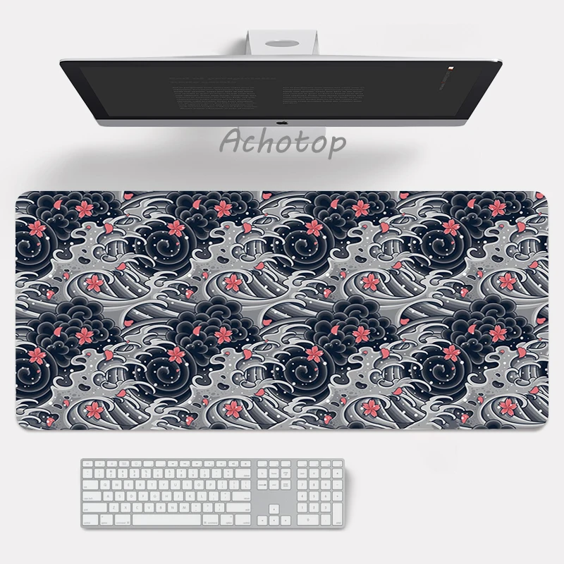 Preto e branco mouse pad anime gming teclado mouse pad computador gamer borracha japonês mouse almofada xl bonito escritório esteiras