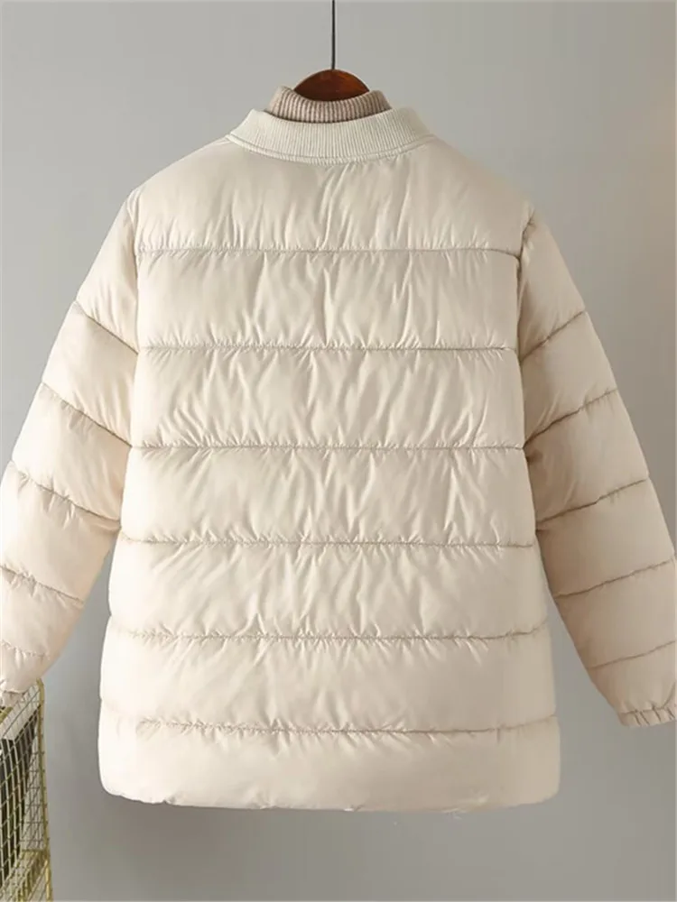 Veste d'hiver à col montant pour femmes, vêtements grande taille, coton et optique, sandwich au milieu, veste chaude pour grosse dame, nouveau