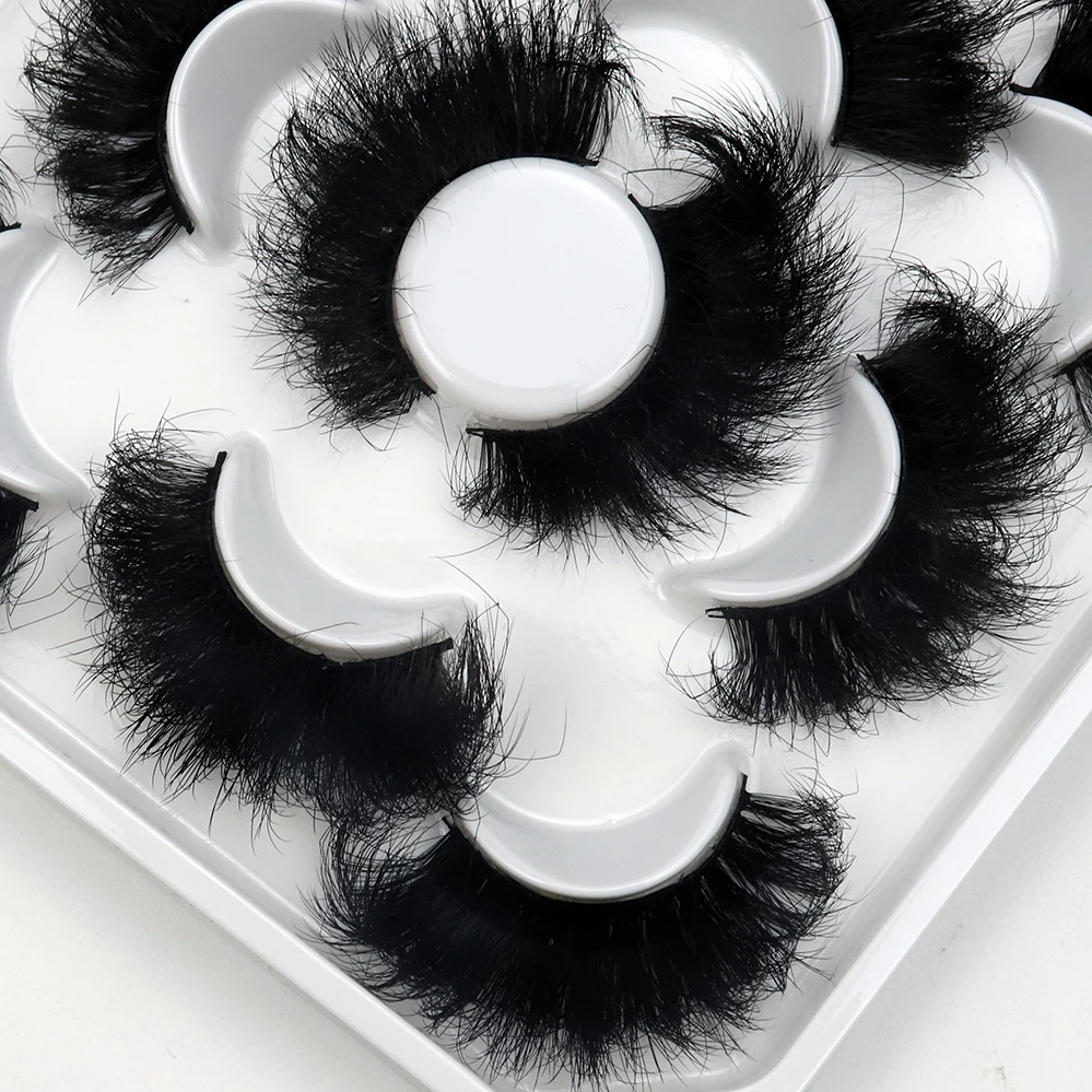 Korea 5 Pairs 25mm Mink Lashes Individual Natural Fluffy False Eyelashes Dense Extension Mink Eyelashes Wholesale Makeup Toole