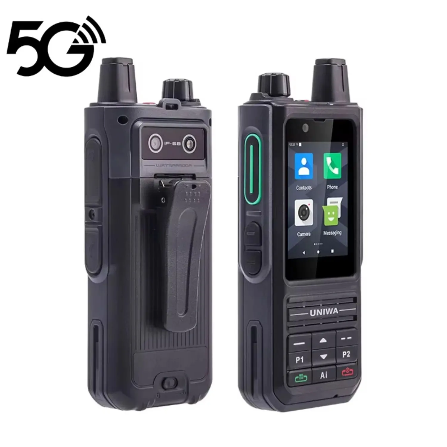 UNIWA NR120 Walkie Talkie Zello 5G PoC วิทยุ 2.4 นิ้วหน้าจอสัมผัส IPS 3GB 32GB IP68 กันน้ํา Android 13 5000mAh PTT SOS OTG
