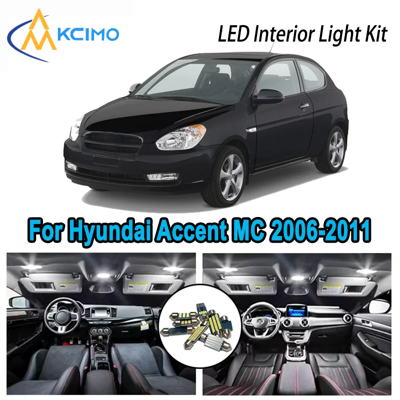 

Premium Bright LED Interior Light Kit for Hyundai Accent MC 2006-2011 2007 2008 Dome Map Trunk Car Lamps with Canbus No Error