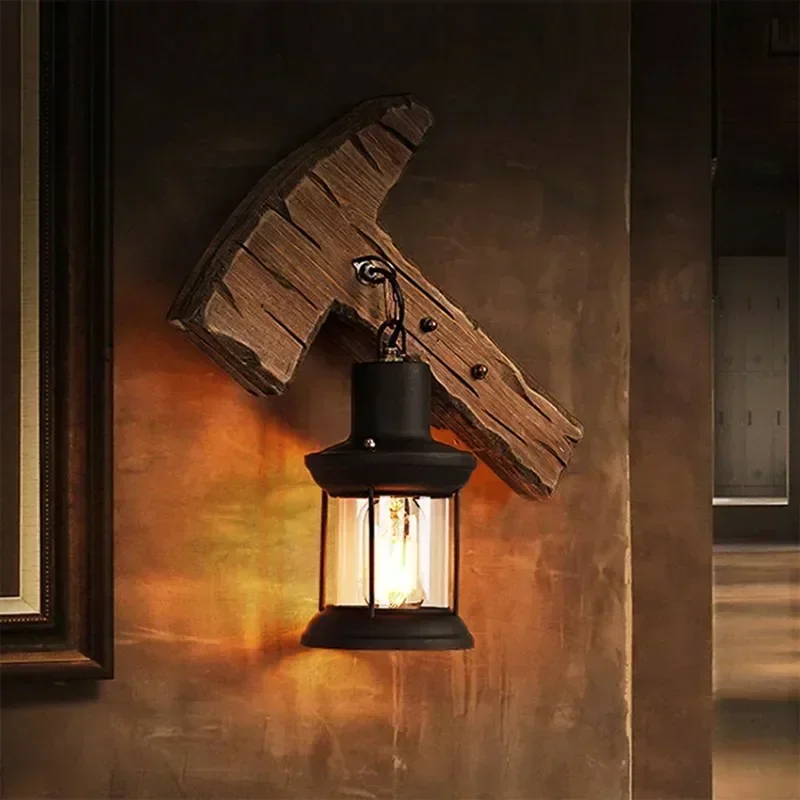 Wooden Wall Lamps for Living Room Wood LED Sconces Cafe Bar Bedroom Bedside Industrial Style Home Decoration Wall Light Fixtures image 6