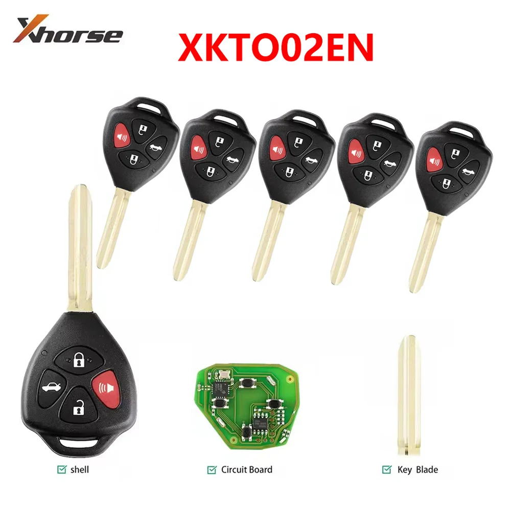 

5pcs/lot XHORSE XKTO02EN T-oyota Style F-lat 4 Buttons Wired Universal Remote Key