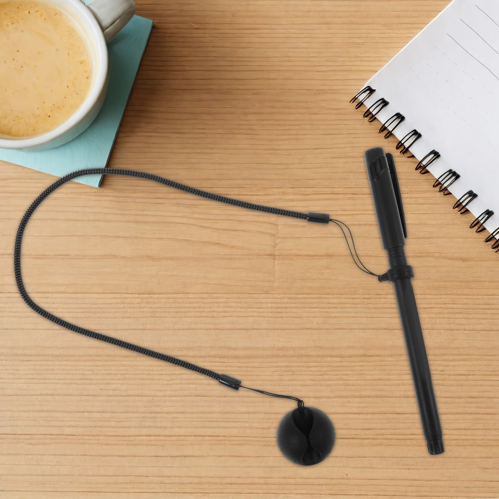 

6Pcs Retractable Pen Strap 17 Spring Anti-Lose Tether 8mm Ring Secure Silicone Base for Tablets Clipboards Hotel Bank Use