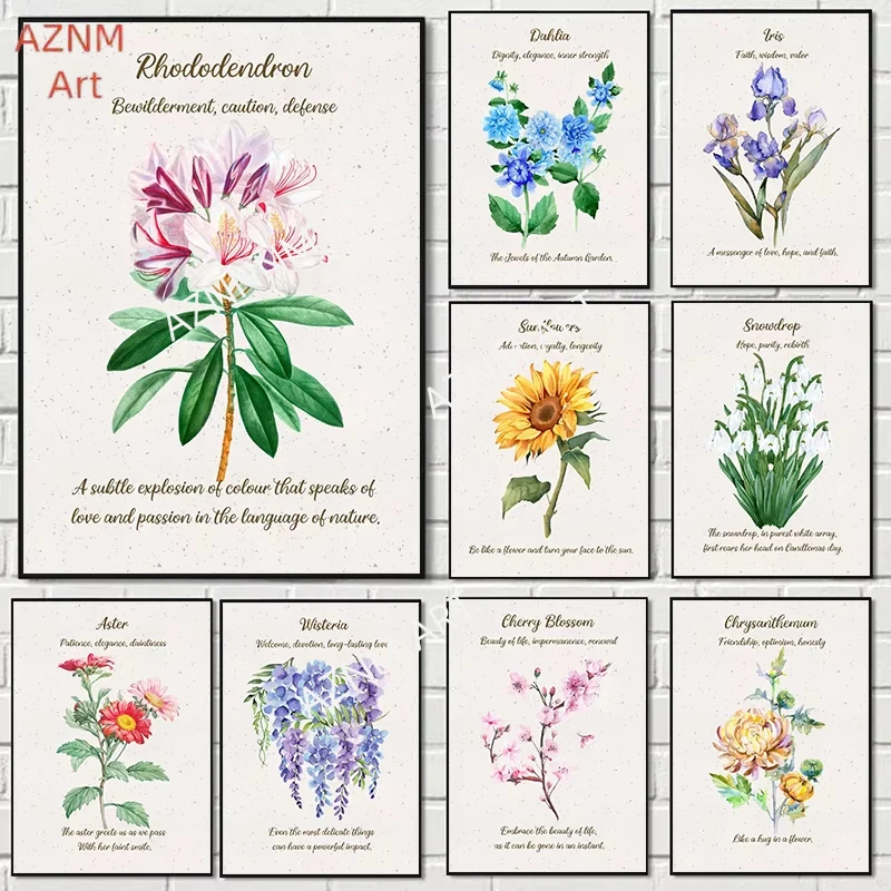Modern Flowers Daisies Tulip Classic Flower language Retro Poster Canvas Paintings Wall Art Pictures Flower Shop Home Decor