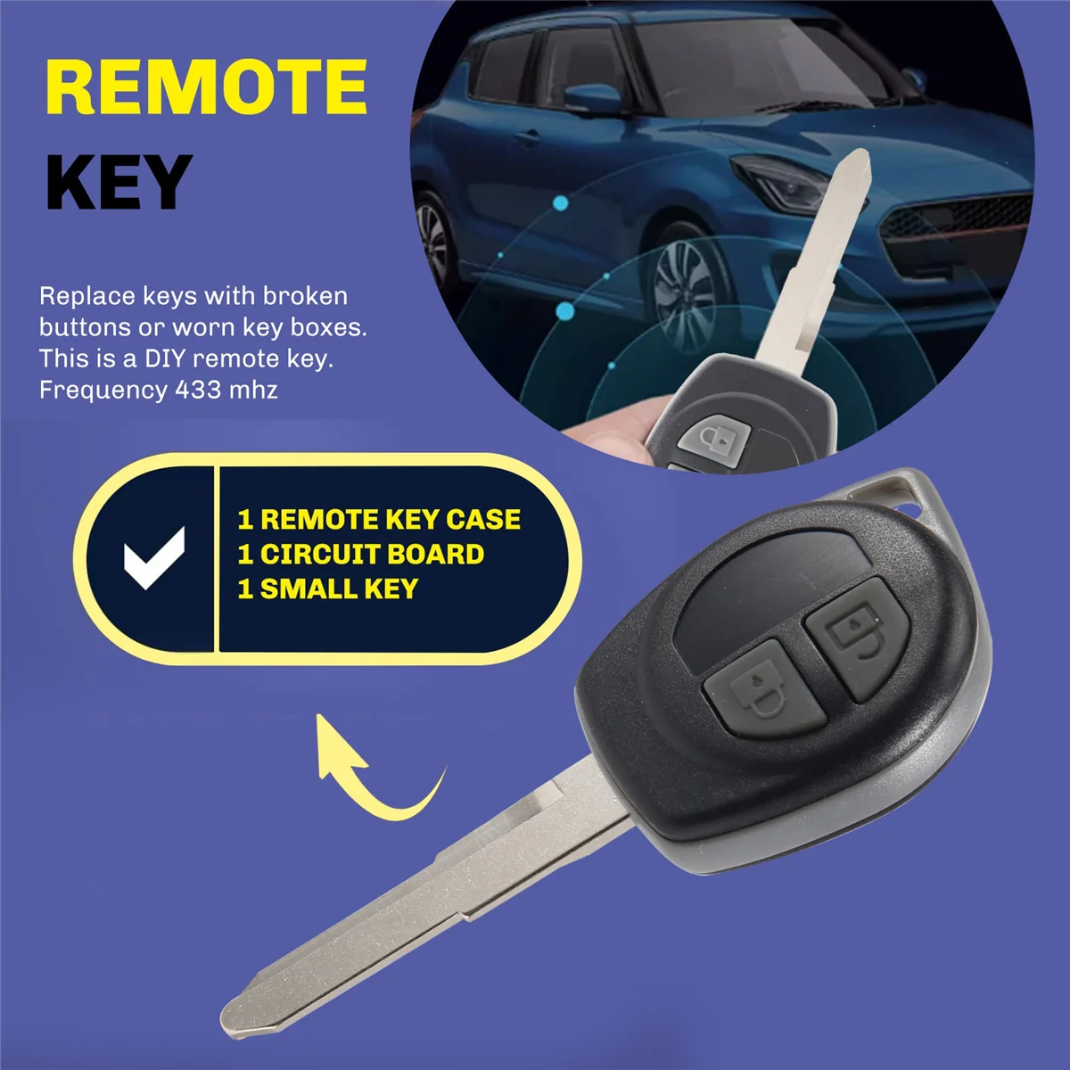 Car Smart Remote Key 2 Buttons Fit For Suzuki Swift Sx4 Alto Jimny Vitara Ignis Splash 2007-2013