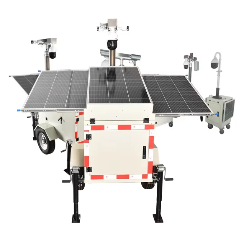 Manufacturer Wholesale 300kw DC 24V Powered Generator Security Camera System on Green Power Trailer with Lighting Tower for Sale