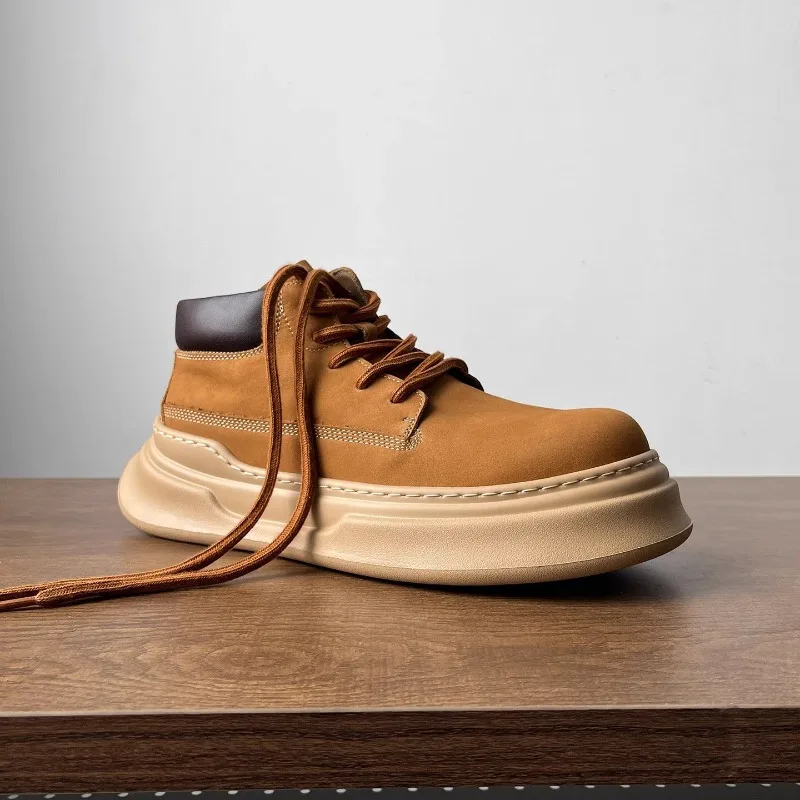 Fashion Men's Work Boots Durable Suede Men Casual High Top Shoes Classic British Style Outdoor Wear-reistant Ankle Boots Hombre