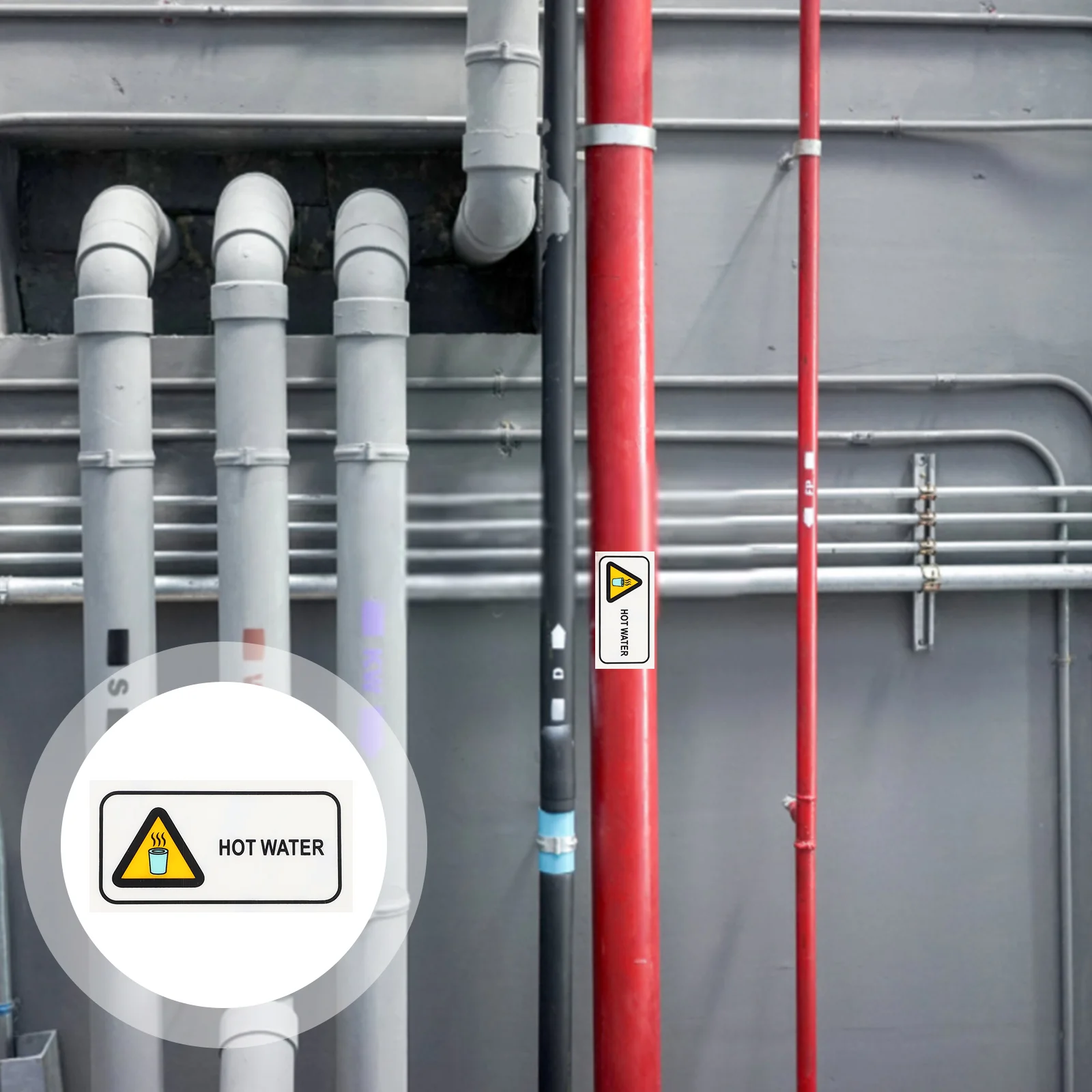 Pipeline Warning Signs Caution Hot Water Stickers Labels Danger Safety Decal The