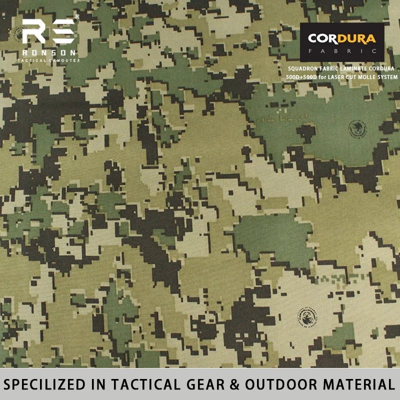 NUEVO Tejido de Nailon Cordura Laminado con Camuflaje Woodland US4CES Mexicano 500D, Impresión a Doble Cara, Corte Láser Squadron para Chaleco Táctico