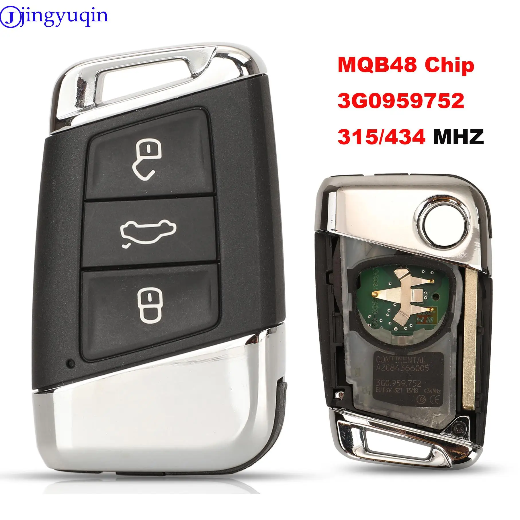 

jingyuqin ASK 315/433MHZ MQB48 Chip 3B Remote Car Key Control For Volkswagen VW Magotan Passat B8 Skoda A7 Control Full Key