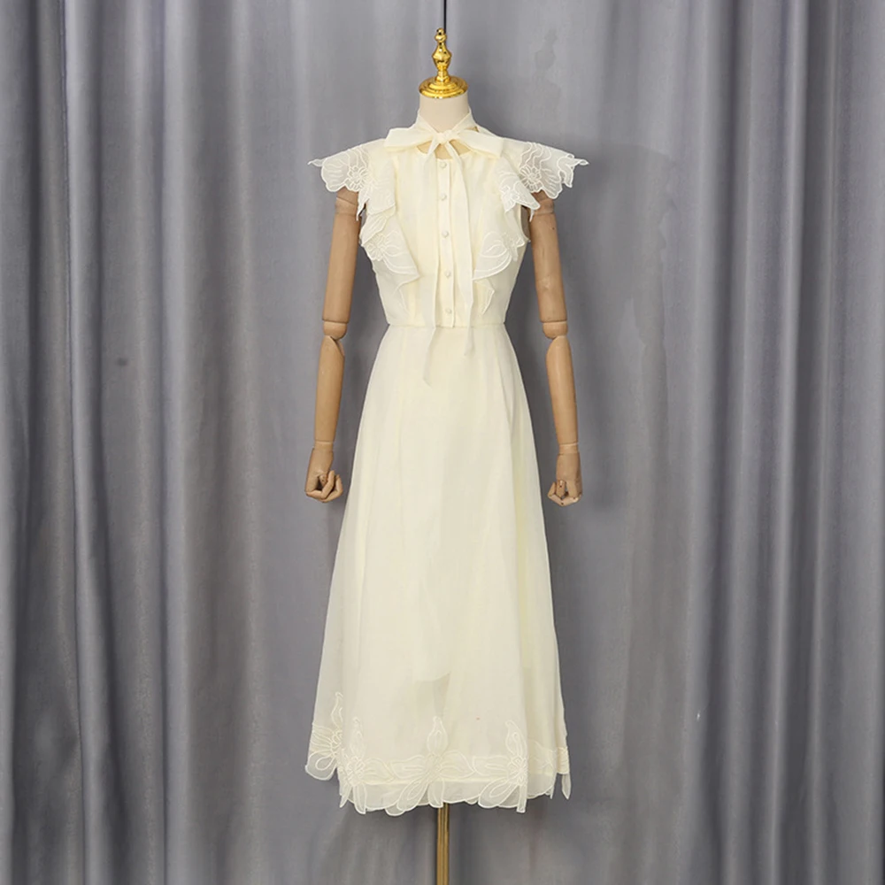 Fresh And Sweet Two-Piece Set With Flying Sleeves Embroidered Waistband Elegant Temperament And Lotus Leaf Edge Skirt Set