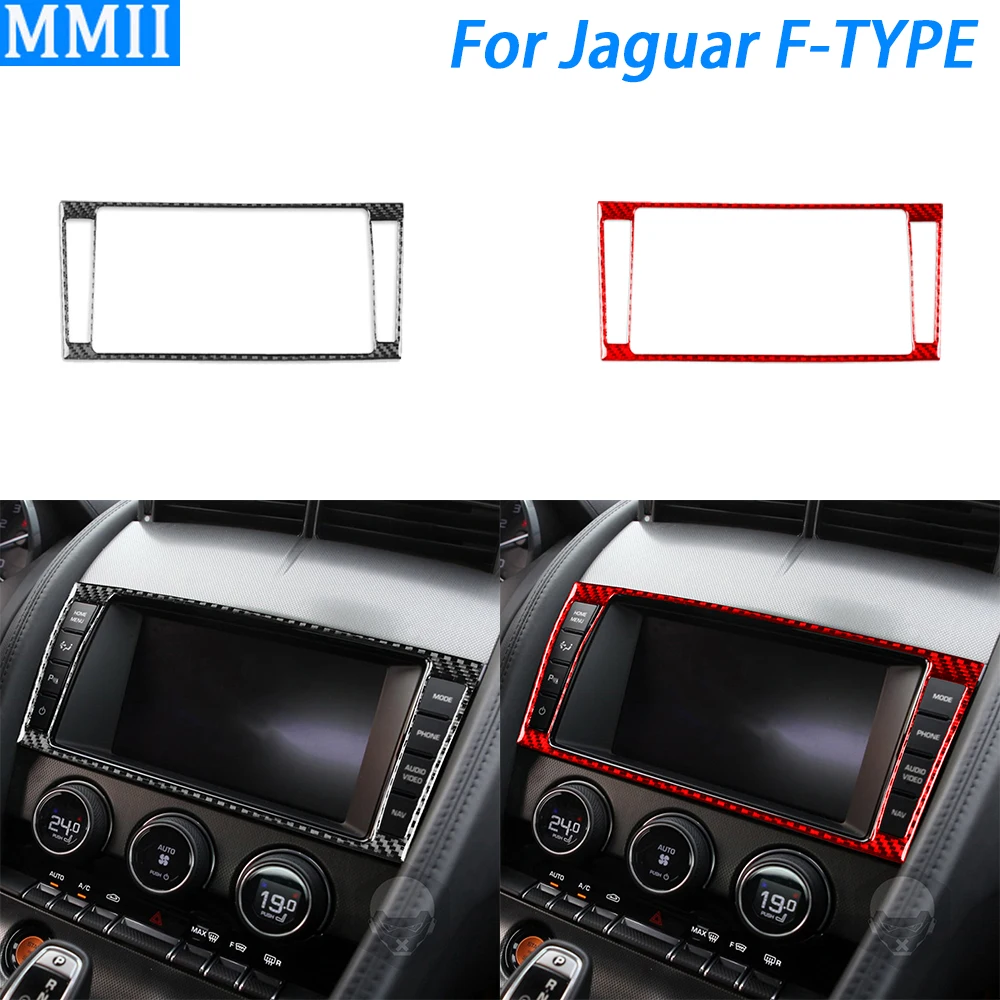 For Jaguar F-Type 2013-2024 Carbon Fiber Center Console Navigation Screen Frame Trim Car Interior Decoration Accessories Sticker