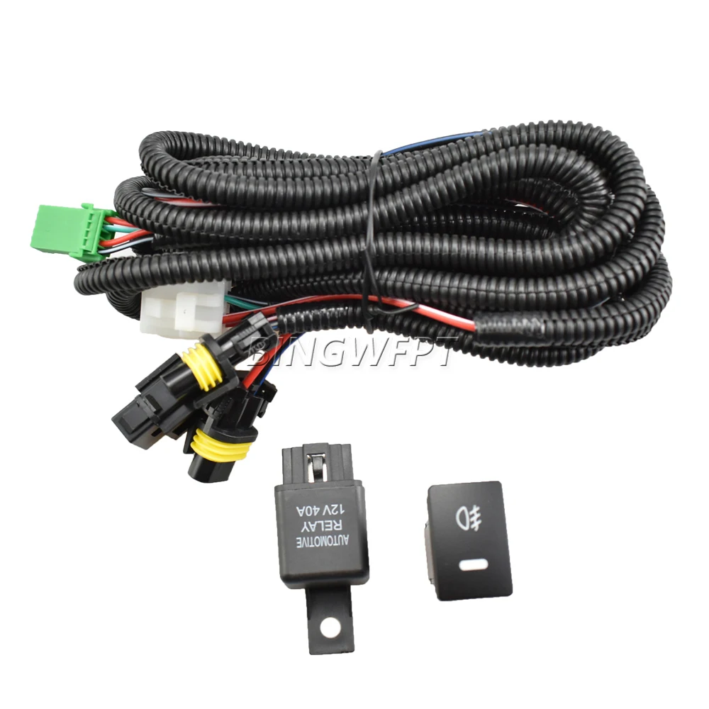 H11 881 H9 Fog Light Lamp Wiring Harness Socket Wire Connector With 12V 40A Relay & ON/OFF Switch Kits Fit LED For Toyota