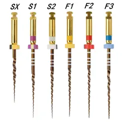Dokument dentystyczny złote pliki korzeniowe kanału aktywowane ciepłem SX-F3 Super pliki złoto może zginać się w celu przygotowania leczenia kanałowego