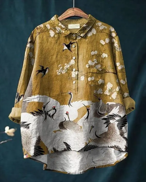 خمر جميل الأغنام الفن نمط ثلاثية الأبعاد مطبوعة موضة المرأة التلبيب كم طويل جيب قميص الربيع عادية مفتوحة أنبوب قميص KT-07