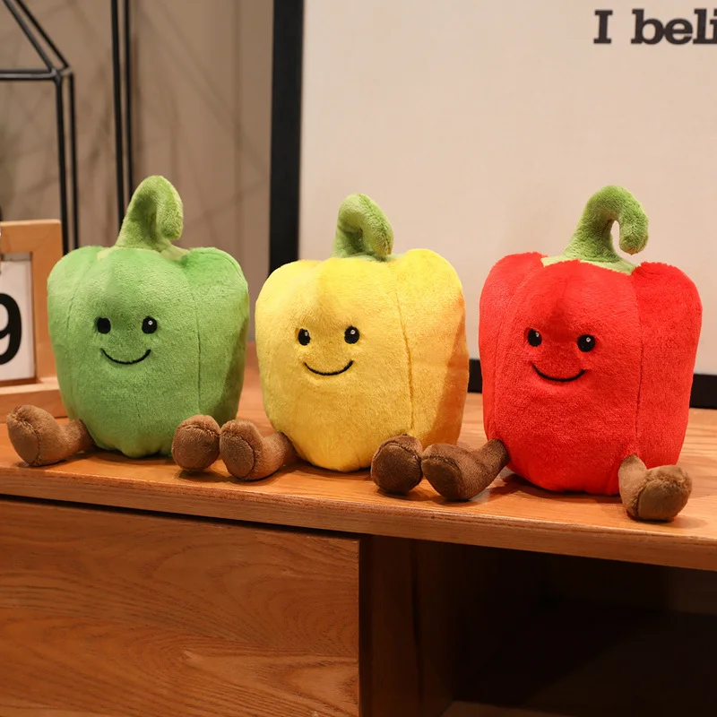 Jouets en peluche au poivre coloré, dessin animé créatif, poupée de légumes souriant confortables, mignon, compagnon de bureau, cadeau délicat