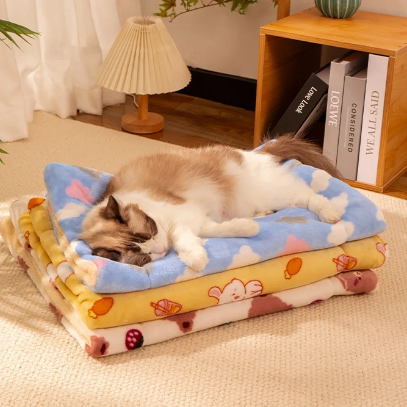 ผ้าห่มสุนัขอุ่นน่ารักนุ่มสัตว์เลี้ยง Sleeping ผ้านวม Mat Fluffy สบายแมวผ้าห่มเตียงหนา WARM Dog Cat Kennel ผ้านวม