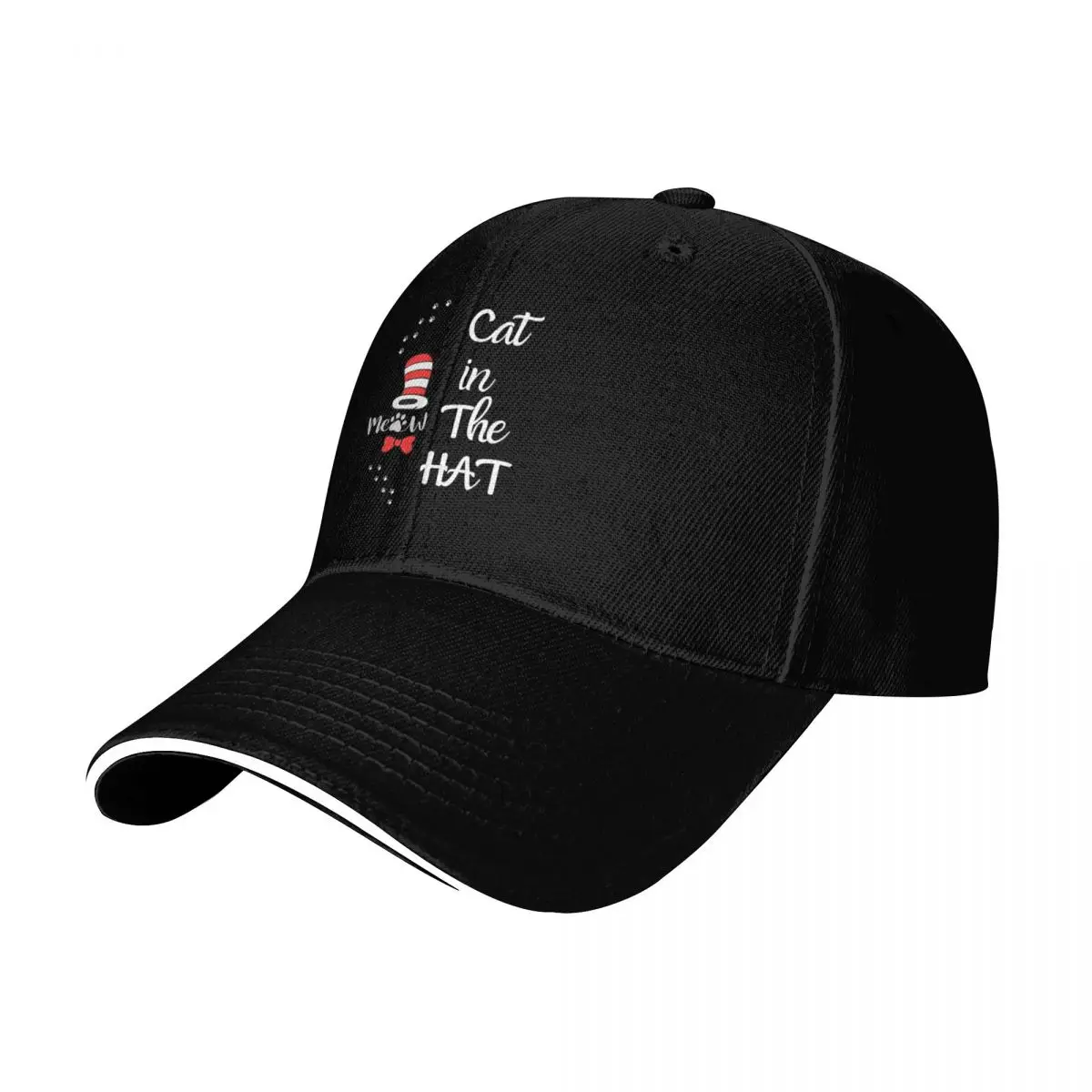 Whimsical Cat in the Hat Delight Baseball Cap Snapback Flat Bill Strapback Dad Hat Six Panel Structured Crown