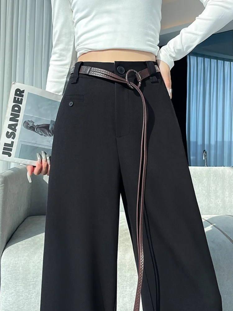 Black Straight Leg Suit Pants Women's Autumn 2026 High Waist Trousers Korean Style Narrow Wide Leg Pants Fashionable And Stylish