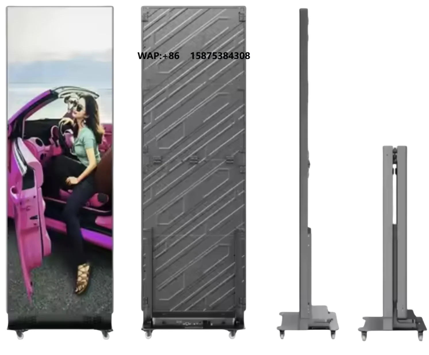WIFI Control Floor Standing Indoor LED Foldable Poster Screen Digital Video Advertising Folding Poster Display Splicing