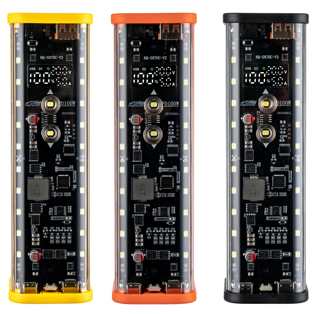 PD 100W Superschnelles Laden 8-Zellen 21700 Batteriehalter Transparentes Powerbank-Gehäuse-Kit mit Touch-Steuerung und DC-Spannungsregelung – Detail 2