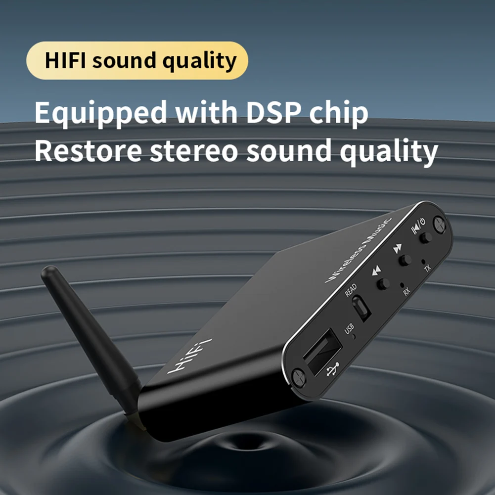 Bluetooth-Compatible 5.4 Audio Adapter 3.5mm Aux HiFi Wireless Stereo Transmitter Receiver U-Disk Play with Remote