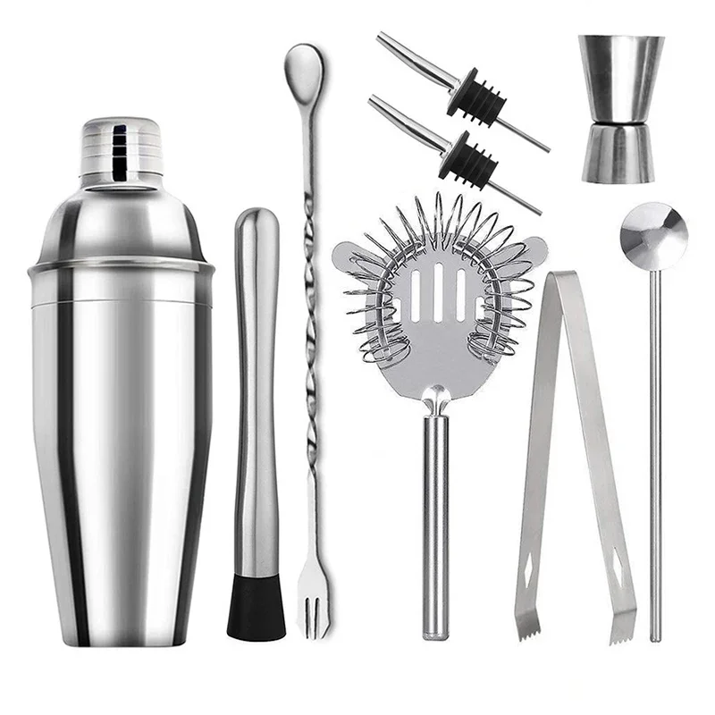 6/9pcs Stainless Steel Cocktail Shaker Bartending Tools Bartender Kit Martini Sharker Drink Mixer Set With Storage Bag