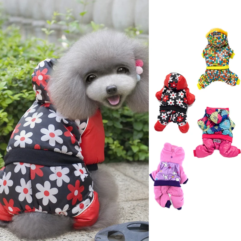 Fashion Dog Jumpsuit Thicken Windproof Warm Hoodied for Fench Bulldog Bichon Jacket Puppy Outfit Costume Pet Clothes for Winter