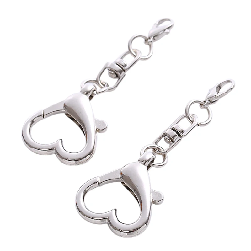 10Pcs Unique Alloy Heart Keyring Pendant Heart Shaped Clasp For DIY Projects