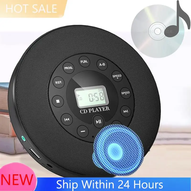 ~【IN  Stock】MP3 Compatible Portable CD Player With Anti Skip Feature Built In Speaker For Car Support Recording Mic
