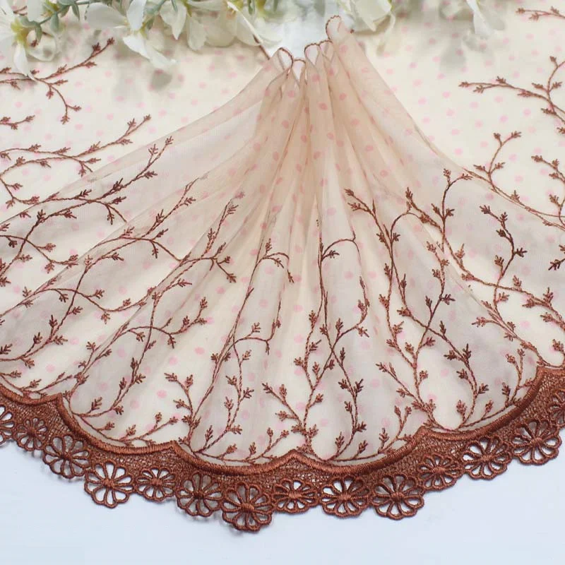 Lace Light Coffee Colored Mesh Antique Style Single Sided Water-soluble Flower Embroidery Lace Accessories