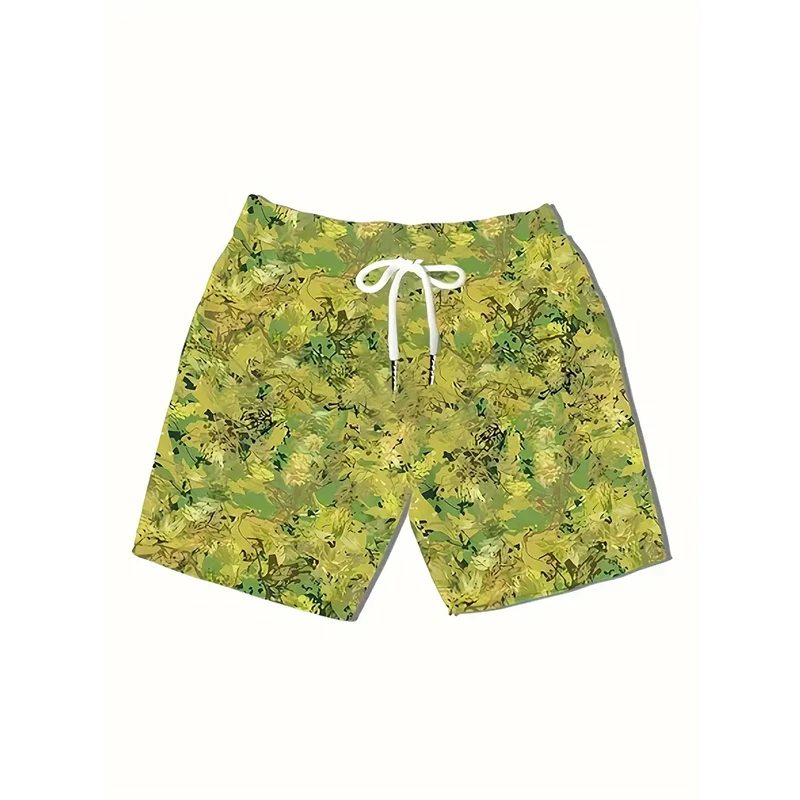 Men's Loose Beach Shorts Drawstring Quick Dry Forest Shorts For Summer Women Men Tree 3D Print Casual Oversized Sport Shorts 6xl