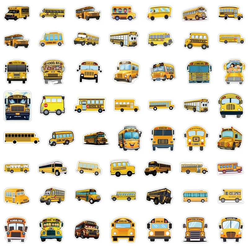 110pcs Cartoon Personality School Bus Creative Graffiti Decorative Stickers