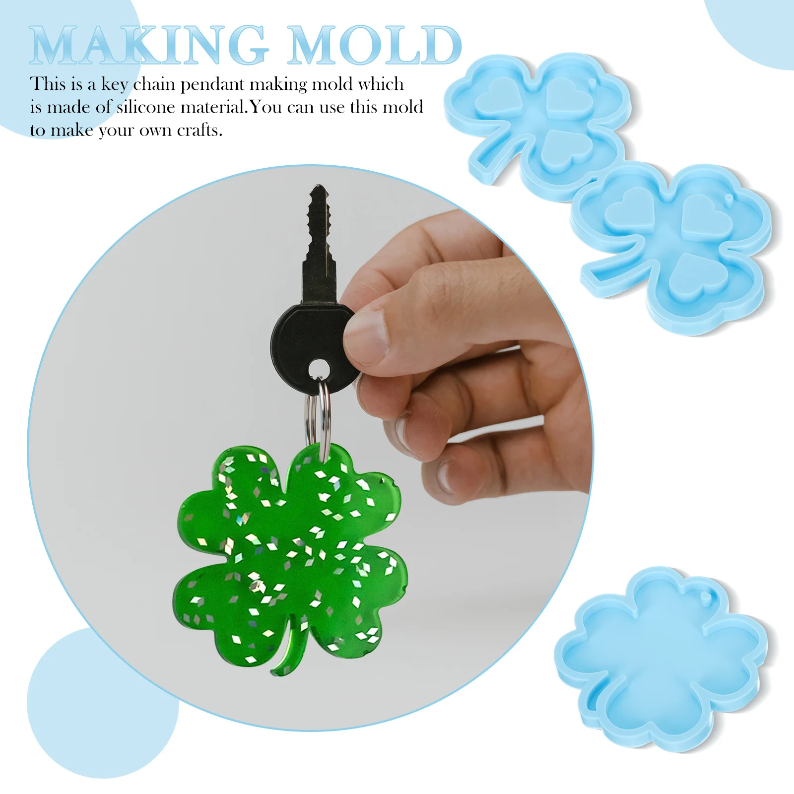 

2pcs Keychain Mold Silicone Diy Tool For Jewelry Making Craft Kits Unique Hanging Decor Accessory Key Ring Pendant Mold