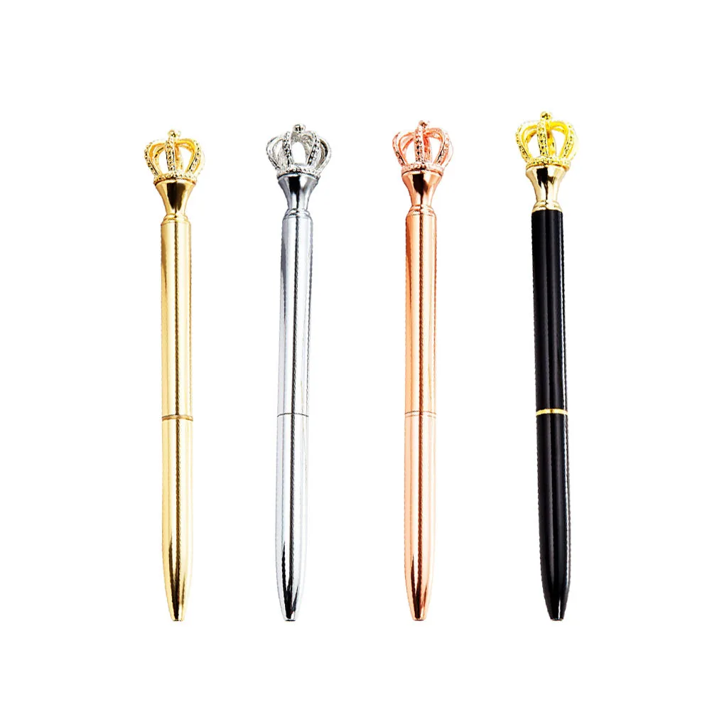 

4Pcs Creative Crown Metal Gel Pen for Kids Students Beautiful Writing Tool School Supplies Gift Black Electroplated Gold Silver